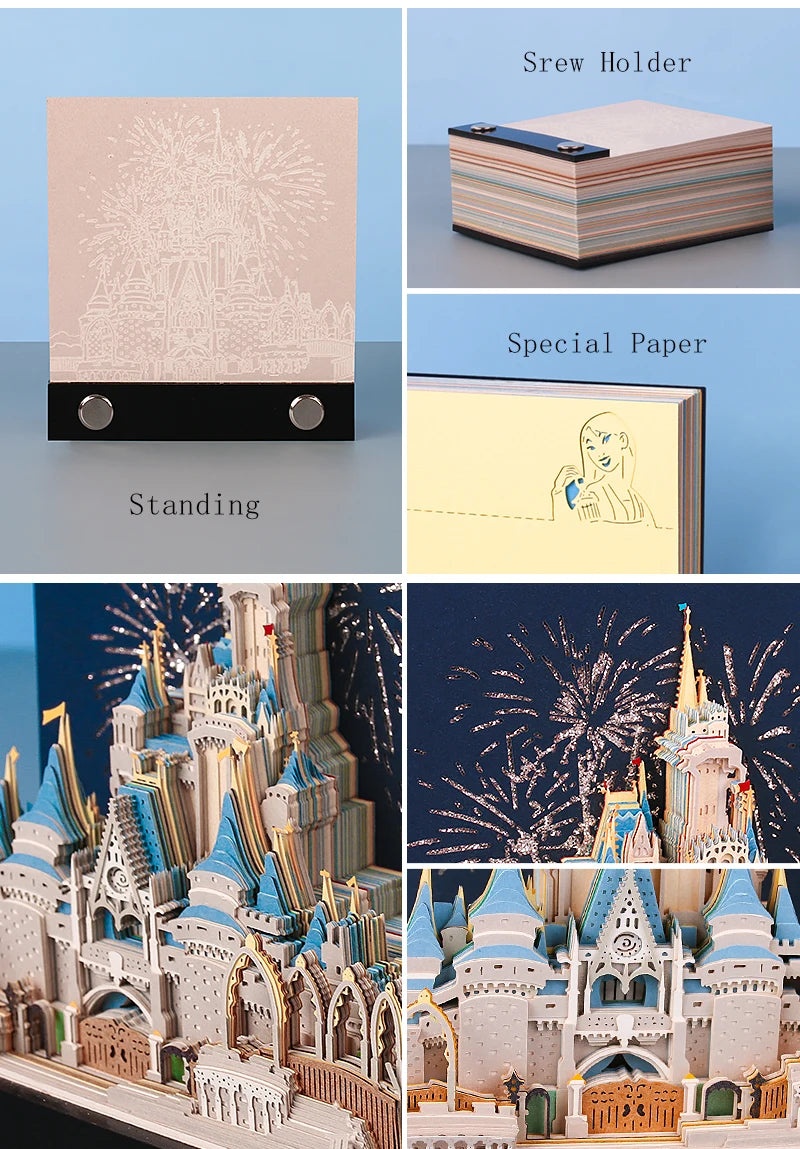 Omoshiroi Block 146Sheets 3D Notepad Dissney Castle Three-Dimensional Memo Pad Paper Notes Kawaii Desk Accessories Birthday Gift