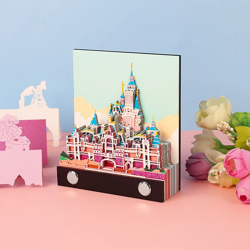 Omoshiroi Block 146Sheets 3D Notepad Dissney Castle Three-Dimensional Memo Pad Paper Notes Kawaii Desk Accessories Birthday Gift