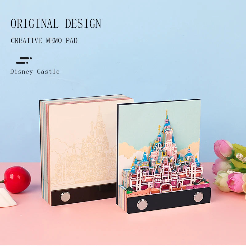 Omoshiroi Block 146Sheets 3D Notepad Dissney Castle Three-Dimensional Memo Pad Paper Notes Kawaii Desk Accessories Birthday Gift