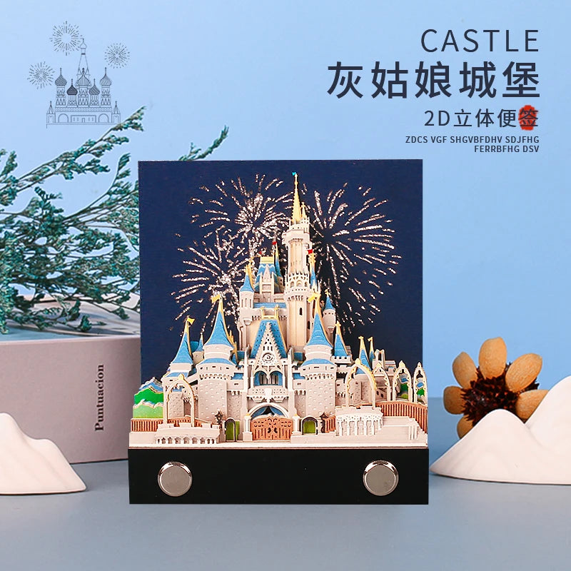 Omoshiroi Block 146Sheets 3D Notepad Dissney Castle Three-Dimensional Memo Pad Paper Notes Kawaii Desk Accessories Birthday Gift