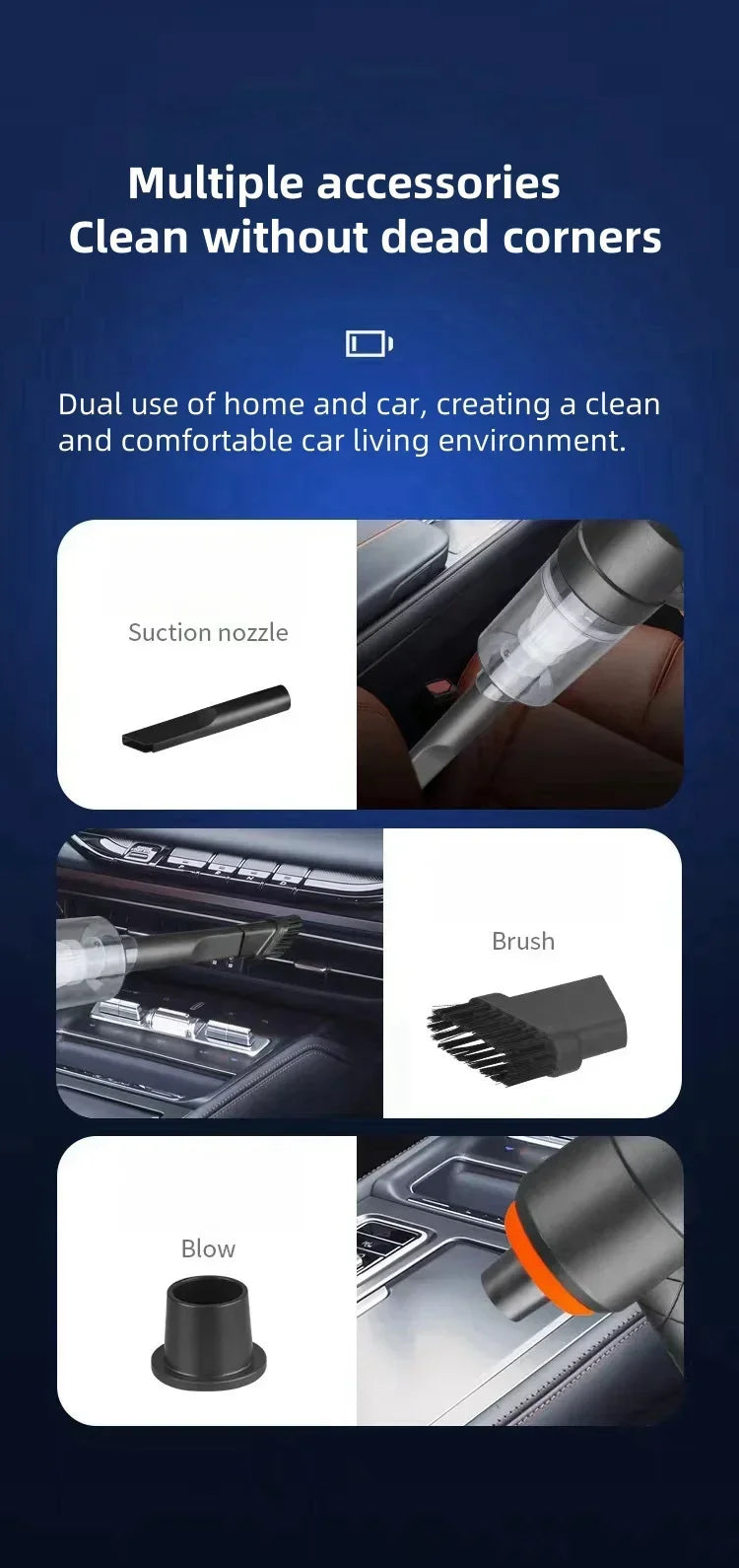 Household vacuum cleaner Car wireless rechargeable large suction powerful car dual-use portable handheld carpet cleaning