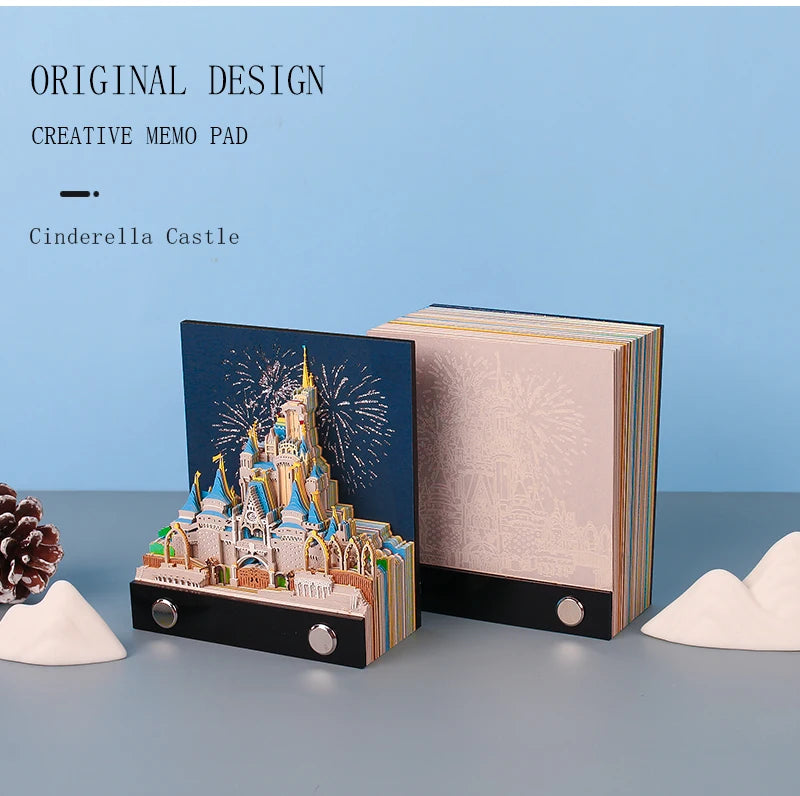 Omoshiroi Block 146Sheets 3D Notepad Dissney Castle Three-Dimensional Memo Pad Paper Notes Kawaii Desk Accessories Birthday Gift